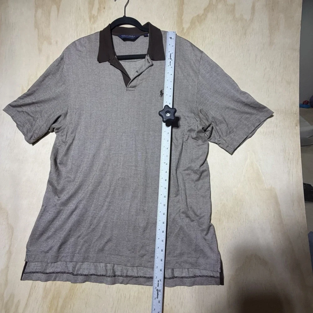 Polo Golf Ralph Lauren Polo Shirt Men's Large Brown Herringbone Cotton